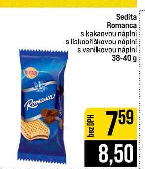 Sedita Romanca s kakaovou náplní s lískooříškovou náplní s vanilkovou náplní 38-40 g