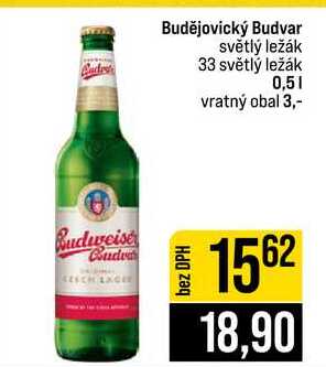 Budějovický Budvar světlý ležák 33 světlý ležák 0,5l