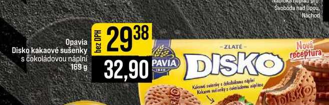 Opavia Disko kakaové sušenky s čokoládovou náplní 169 g 