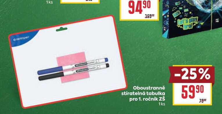 Oboustranně stíratelná tabulka pro 1. ročník ZŠ 1ks