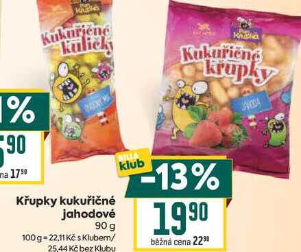 Křupky kukuřičné jahodové 90 g
