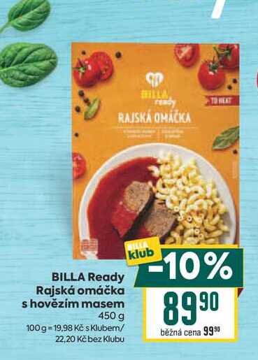 BILLA Ready Rajská omáčka s hovězím masem 450 g