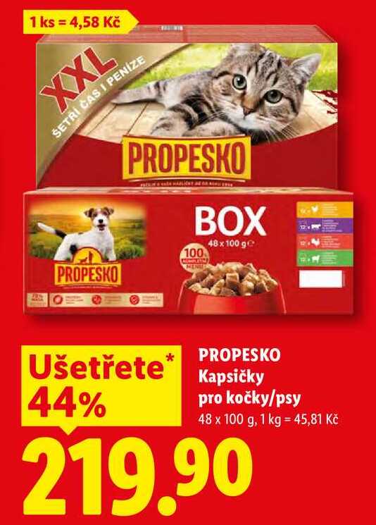 PROPESKO Kapsičky pro kočky/psy, 48x 100 g