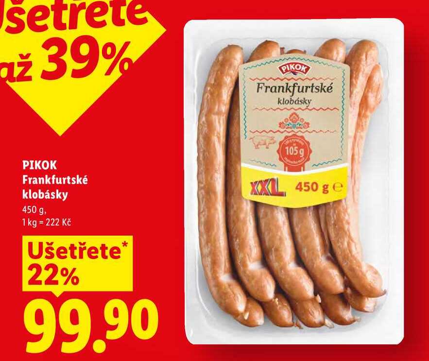 PIKOK Frankfurtské klobásky, 450 g