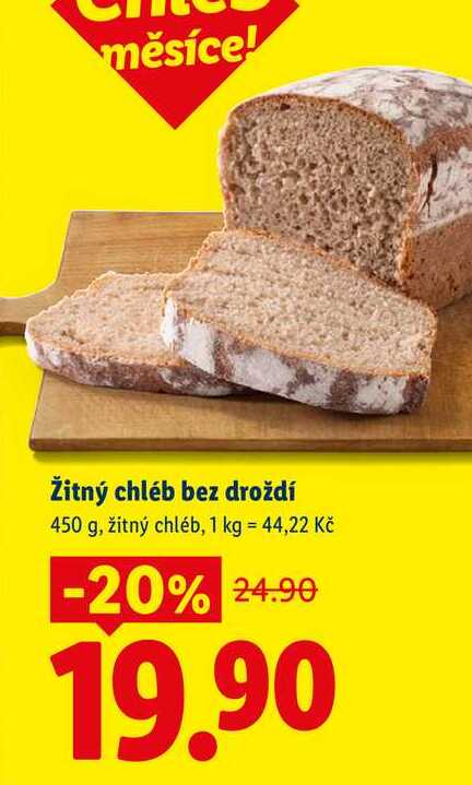 Žitný chléb bez droždí, 450 g