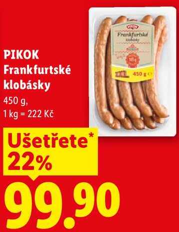 PIKOK Frankfurtské klobásky, 450 g
