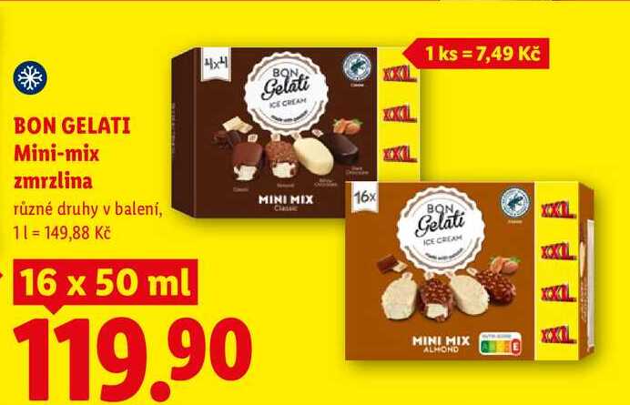 BON GELATI Mini-mix zmrzlina, 16x 50 ml