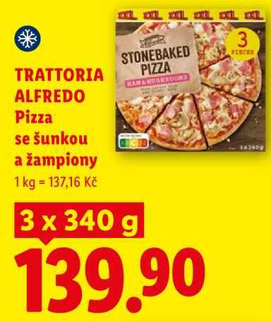 TRATTORIA ALFREDO Pizza se šunkou a žampiony, 3x 340 g