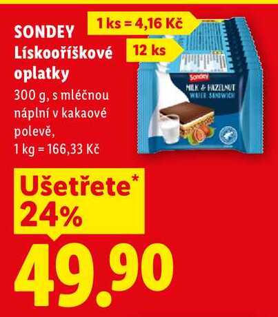 SONDEY Lískooříškové oplatky, 300 g