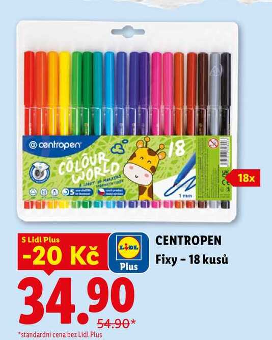 CENTROPEN Fixy - 18 kusů