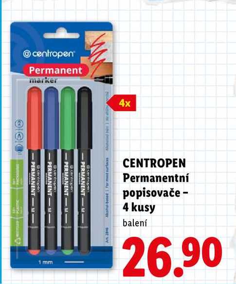 CENTROPEN Permanentní popisovače - 4 kusy