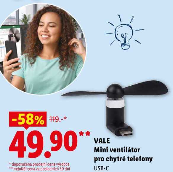 VALE Mini ventilátor pro chytré telefony