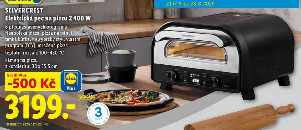 SILVERCREST Elektrická pec na pizzu 2 400 W
