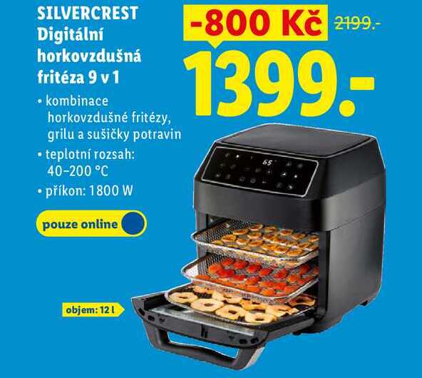 SILVERCREST Digitální horkovzdušná fritéza 9 v 1