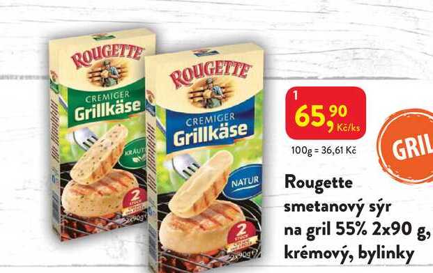 Rougette smetanový sýr GRIL na gril 55% 2x90 g