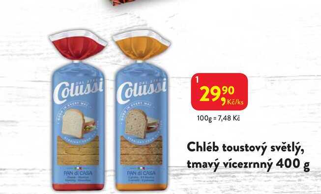 Chléb toustový světlý, tmavý vícezrnný 400 g 