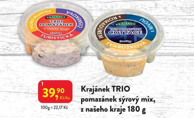 Krajánek TRIO pomazánek sýrový mix, z našeho kraje 180 g