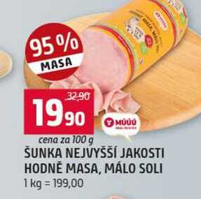 ŠUNKA NEJVYŠŠÍ JAKOSTI HODNĚ MASA, MÁLO SOLI 100g