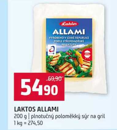 LAKTOS ALLAMI 200 g plnotučný poloměkký sýr na gril