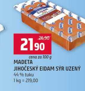 MADETA JIHOČESKÝ EIDAM SÝR UZENÝ 44% tuku 100g