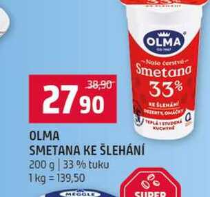 OLMA SMETANA KE ŠLEHÁNÍ 200 g 33% tuku  v akci
