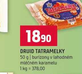 DRUID TATRAMELKY 50 g burizony v lahodném mléčném karamelu