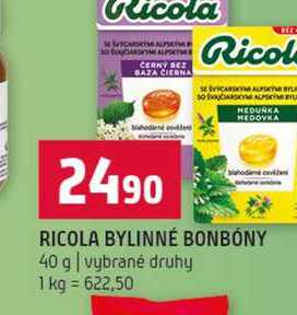 RICOLA BYLINNÉ BONBONY 40 g vybrané druhy 