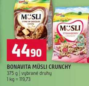 BONAVITA MÜSLI CRUNCHY 375 g vybrané druhy