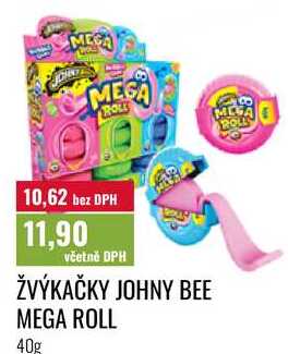 ŽVÝKAČKY JOHNY BEE MEGA ROLL, 40g