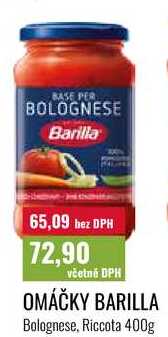 OMÁČKY BARILLA, Bolognese, Riccota 400g 