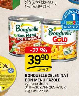 BONDUELLE ZELENINA | BON MENU FAZOLE vybrané druhy 340-430 g/PP 265-430 g