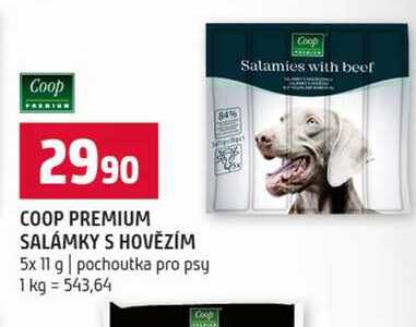 COOP PREMIUM SALÁMKY S HOVĚZÍM 5x 11 g pochoutka pro psy 
