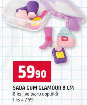 SADA GUM GLAMOUR 8 CM 8 ks ve tvaru doplňků 