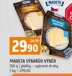 MADETA SÝRAŘŮV VÝBĚR 100 g plátky vybrané druhy