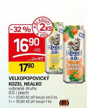 VELKOPOPOVICKÝ KOZEL NEALKO vybrané druhy 0,5l, plech