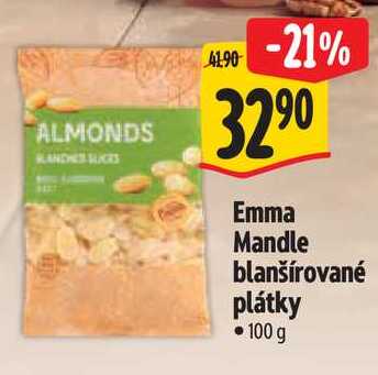 Emma Mandle blanšírované plátky, 100 g
