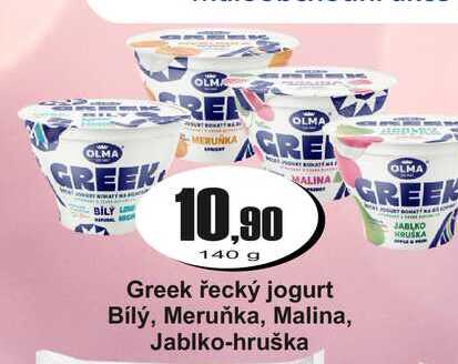 Greek řecký jogurt Bílý, Meruňka, Malina, Jablko-hruška  