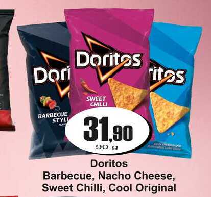 Doritos Barbecue, Nacho Cheese, Sweet Chilli, Cool Original 90 g