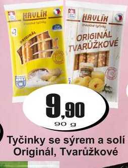 Tyčinky se sýrem a solí Originál, Tvarůžkové 90 g