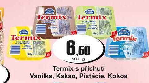 Termix s příchutí kokos Vanilka, Kakao, Pistácie, Kokos 90g 