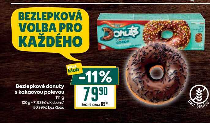 Bezlepkové donuty s kakaovou polevou 111 g 