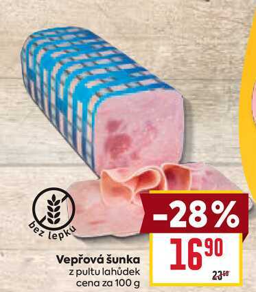 Vepřová šunka z pultu lahůdek cena za 100 g 