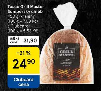 Tesco Grill Master Šumperský chléb, 450 g. krájený