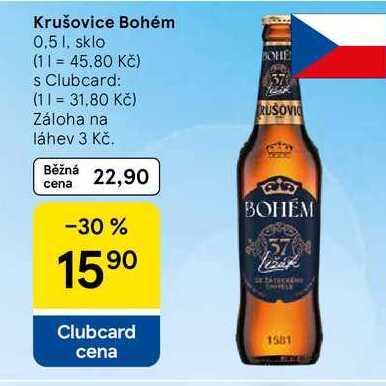Krušovice Bohém, 0,5 l, sklo