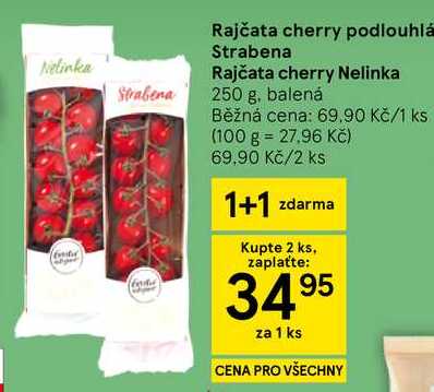 Rajčata cherry podlouhlá Strabena, 250 g