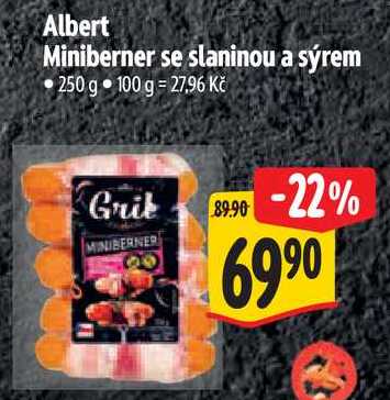 Albert Miniberner se slaninou a sýrem, 250 g
