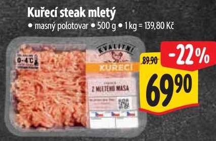 Kuřecí steak mletý, 500 g