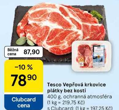 Tesco Vepřová krkovice plátky bez kosti, 400 g