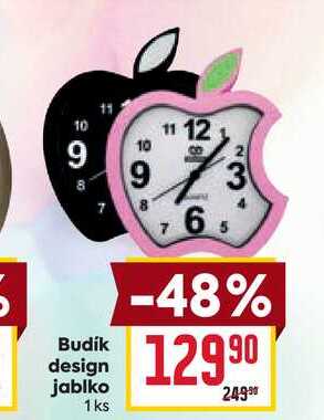 Budík design jablko 1 ks