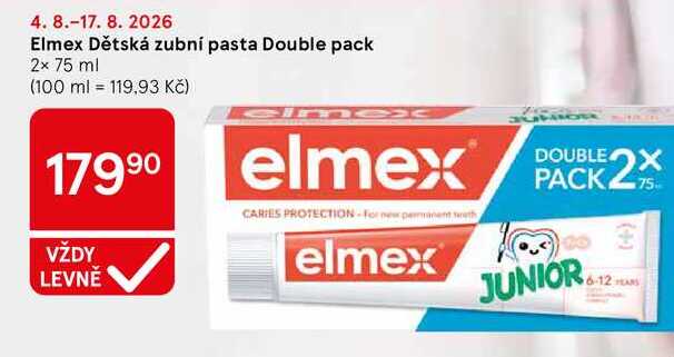 Elmex Dětská zubní pasta Double pack, 2x 75 ml
